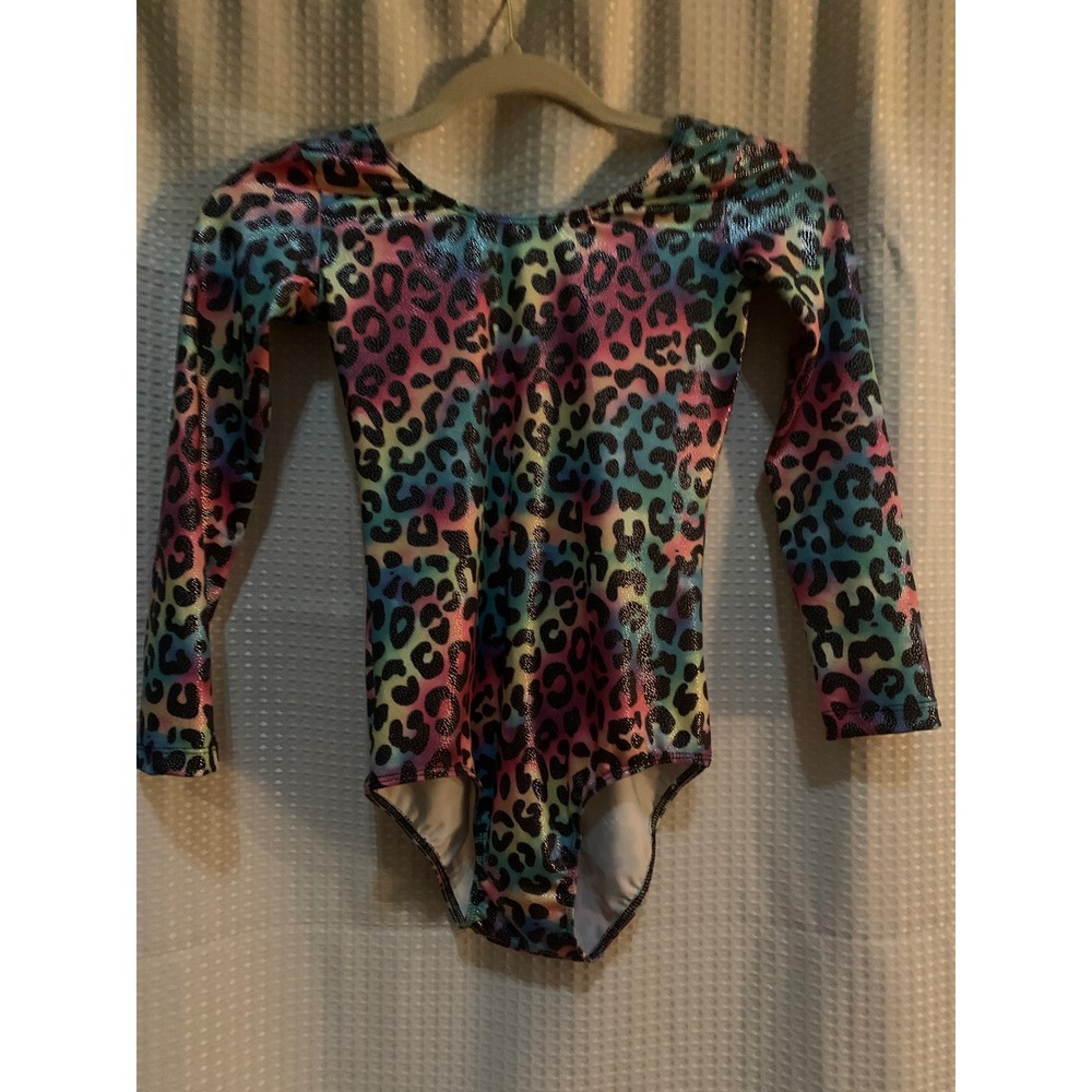 Neon bodysuit girls sparkly animal print stretchy leopard cheetah